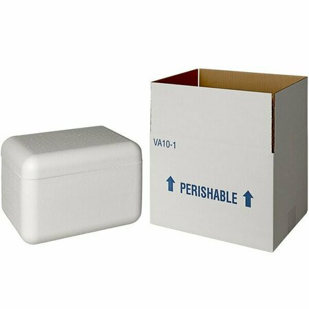 PLASTILITE Insulated Shipping Box with Foam Cooler 10 3/8'' x 7 7/8'' x 6 1/2'' - 1 1/2'' Thick 451VA10CPLT